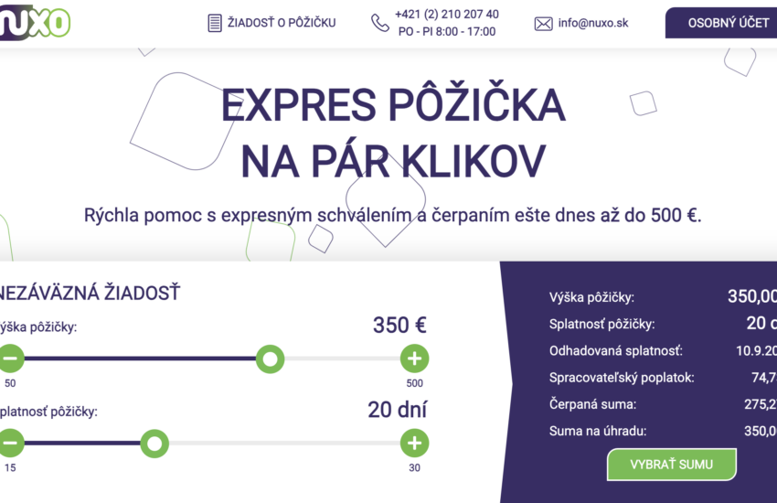 NUXO NUXO pôžičky online pôžičky nuxo.sk úvery pôžička NUXO recenzia