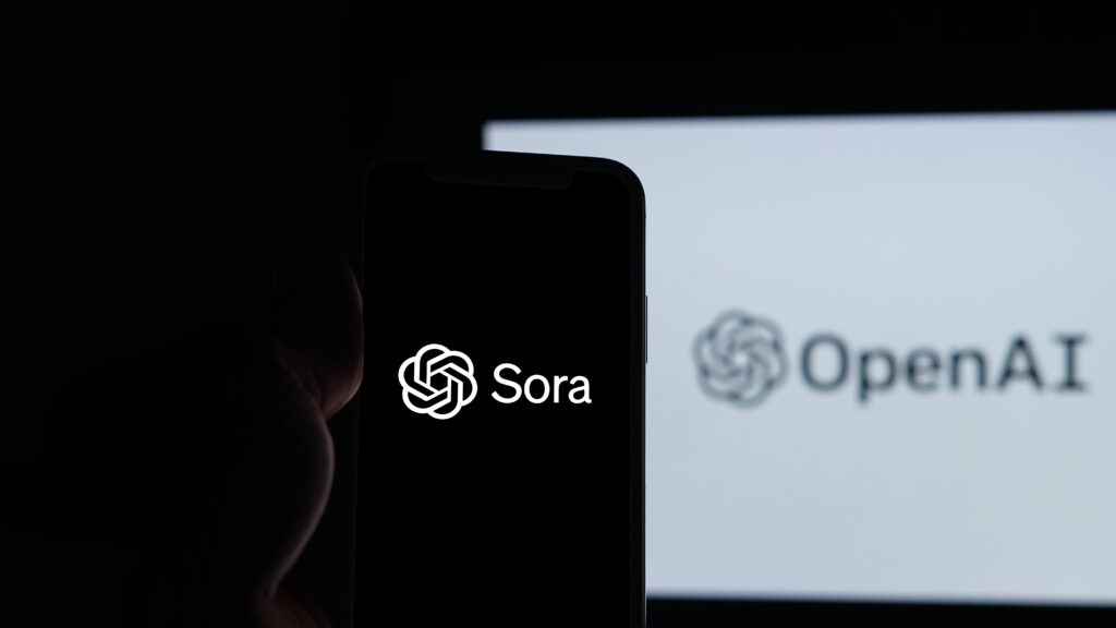 Stuttgart Germany - 02-15-2024 Mobile phone with the logo of Sora OpenAIs Revolutionary AI for Video Generation from Text - Trade Info