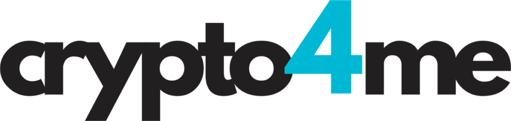 Crypto4Me logo with a teal 4 in the brand name.